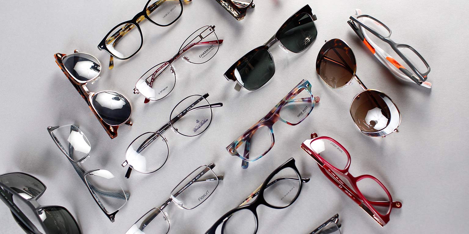 Collection of designer eyeglasses and sunglasses