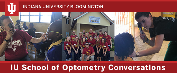 three pictures of IUSO faculty and staff seeing patients